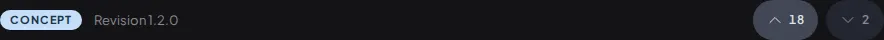 The header row of a component page: the type badge and the revision on the left, the upvote and downvote pair on the right, the upvote cast