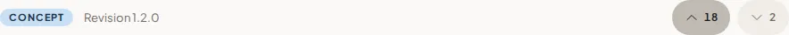 The header row of a component page: the type badge and the revision on the left, the upvote and downvote pair on the right, the upvote cast
